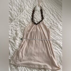 Bohemian Off-Cream & Wood Halter Summer Full Length Tank Top